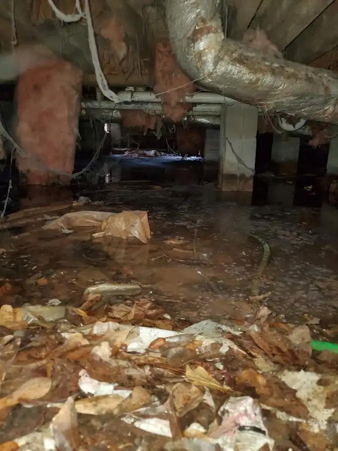 Crawl space flood assessment for Commercial Water Damage Restoration in Porter